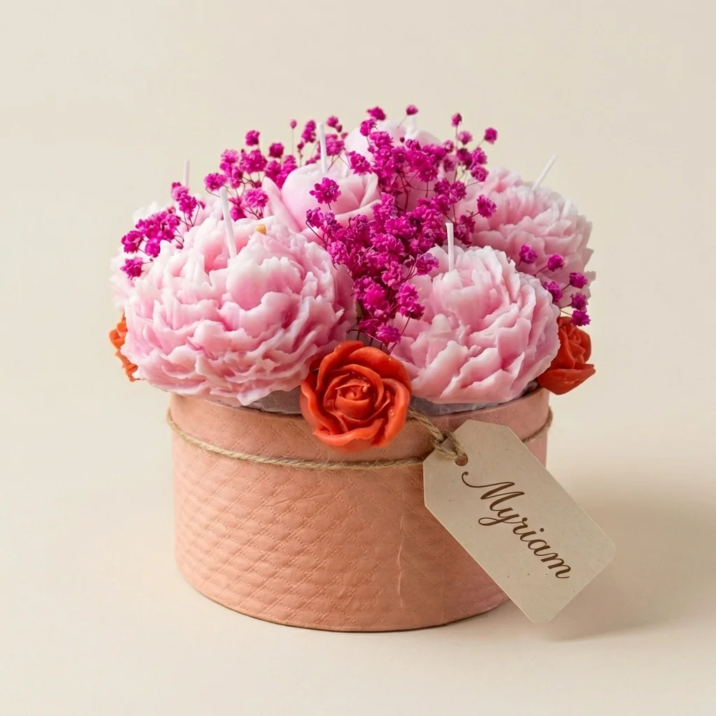 Bouquet Eterno Rosas y Peonías de Cera de Soya